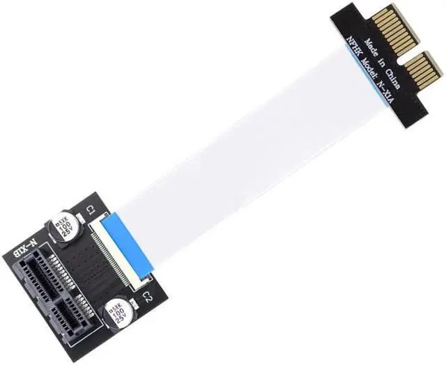 Alt view image 2 of 6 - Chenyang Low Profile PCI-E Express 1X Slot Riser Card Extender Extension Ribbon Flex Relocate Cable 10cm 90 Degree Angled