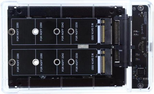 Cablecc Dual NGFF B+M-Key M.2 SSD Card JBOD Raid0 Span Bridge to USB3.0  Type-C USB-C 2.5inch SATA Combo Enclosure