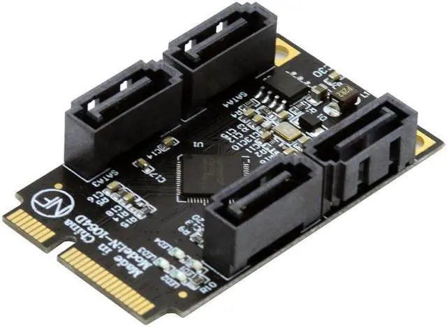 Alt view image 2 of 7 - Cablecc Mini PCI-E PCI Express to SATA 3.0 Four Ports Adapter Converter 6Gbps Hard Drive Extension Card for SSD