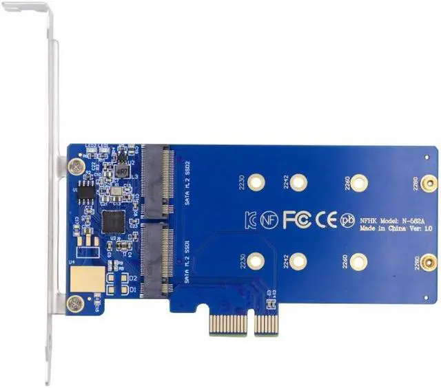 Main image of Chenyang Dual SATA NGFF Key B+M SSD to PCI-E 1x Motherboard Desktop Adapter Converter SSD Card JMB582 2280