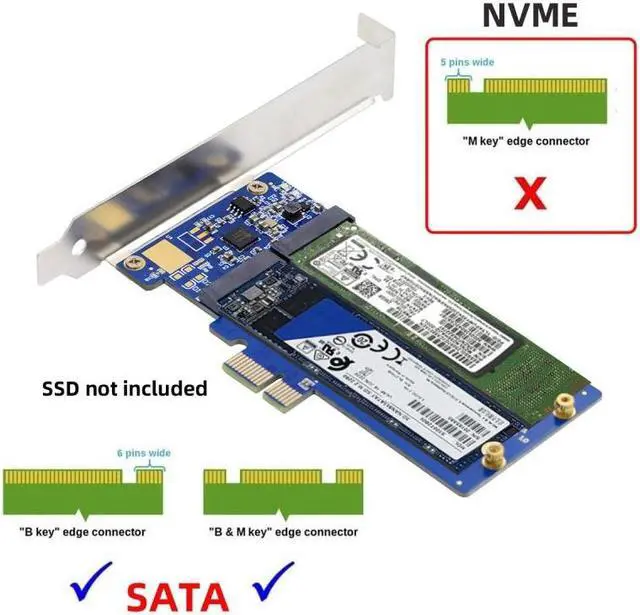 Alt view image 4 of 7 - Chenyang Dual SATA NGFF Key B+M SSD to PCI-E 1x Motherboard Desktop Adapter Converter SSD Card JMB582 2280