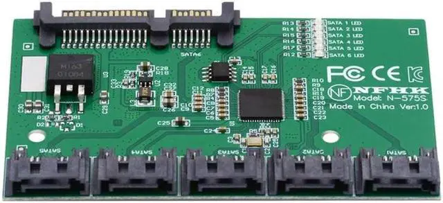 Alt view image 2 of 7 - Cablecc SATA 3.0 6Gbps 1 to 5 Splitter Ports HUB Adapter Converter PM Multiplier Port Selector JMB575
