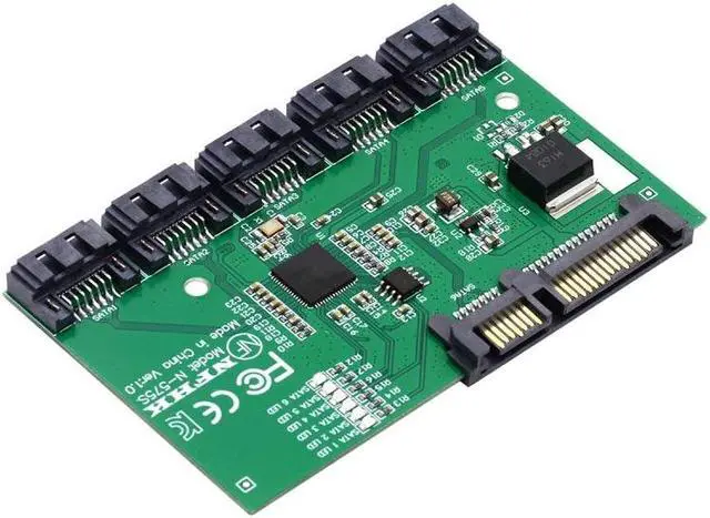 Alt view image 3 of 7 - Cablecc SATA 3.0 6Gbps 1 to 5 Splitter Ports HUB Adapter Converter PM Multiplier Port Selector JMB575