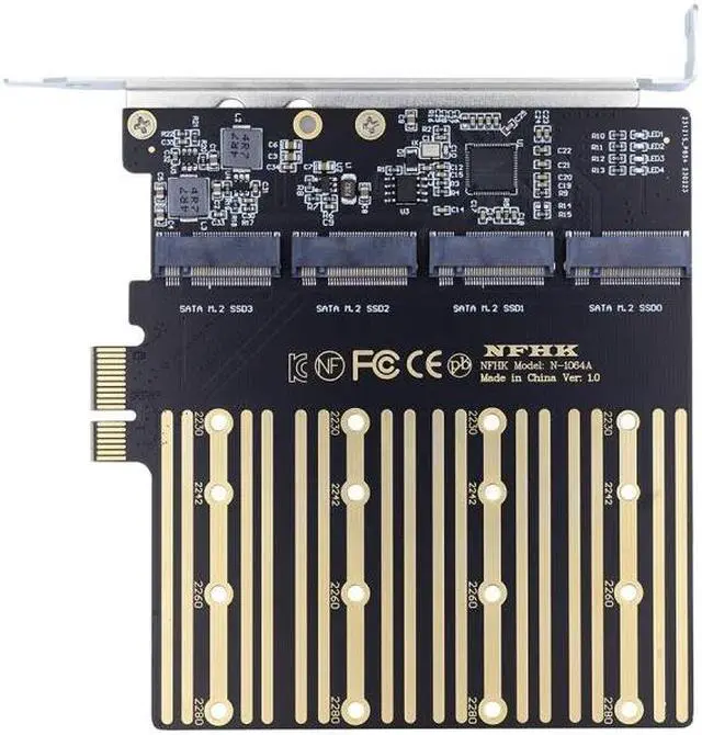Main image of Jimier Four SATA NGFF Key B+M SSD to PCI-E 1x Mainboard Desktop Adapter Converter SSD Card ASM1064 2280
