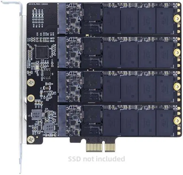 Alt view image 3 of 7 - Jimier Four SATA NGFF Key B+M SSD to PCI-E 1x Mainboard Desktop Adapter Converter SSD Card ASM1064 2280