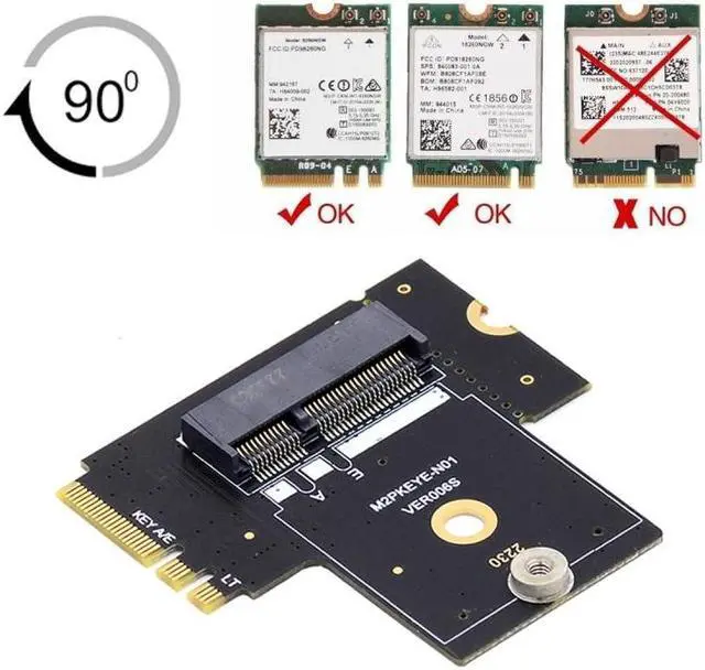 Alt view image 6 of 7 - Jimier NGFF Key A+E PCI Express Male to Female Right Angled 90 Degree Low Profile Adapter Extension Card Riser