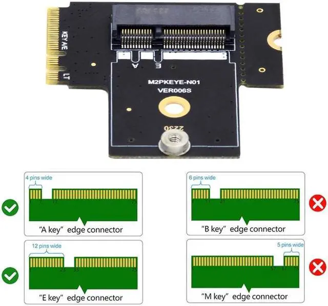 Alt view image 7 of 7 - Jimier NGFF Key A+E PCI Express Male to Female Right Angled 90 Degree Low Profile Adapter Extension Card Riser