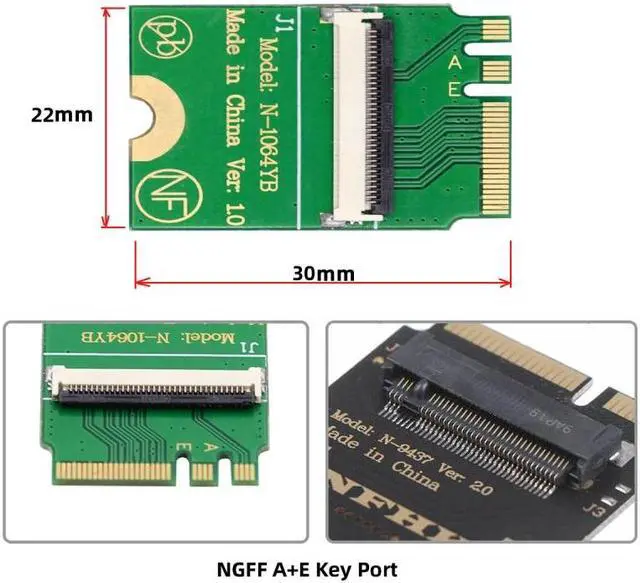 Alt view image 6 of 7 - Jimier Mini PCI-E PCI Express & NGFF A+E Key to SATA 3.0 Four Ports Adapter Cable 6Gbps Hard Drive Extension Card for SSD