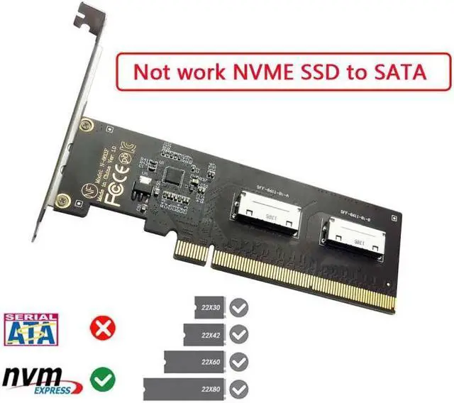 Alt view image 2 of 7 - Chenyang PCIE PCI-Express 16x to Dual Oculink SFF-8612 SFF-8611 8x VROC Adapter for Mainboard SSD Graphics Card