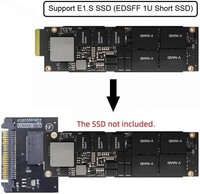 Alt view image 7 of 7 - Chenyang U.2 SFF-8639 Host Adapter to NVMe Ruler 1U GEN-Z EDSFF Short SSD P4511 E1.S Carrier Adapter