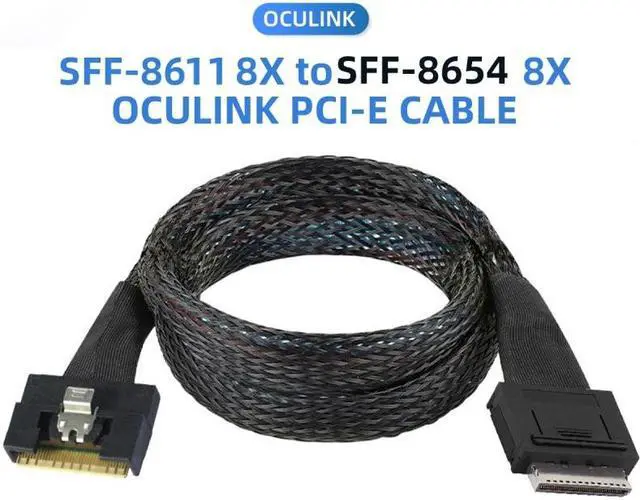 Alt view image 6 of 7 - Chenyang Oculink PCIe PCI-Express SFF-8611 8i to SFF-8654 8i 8x Slimline SSD Data Active Cable 50cm