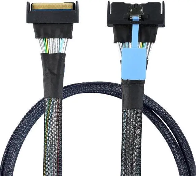 Alt view image 2 of 6 - Chenyang PCI-E 5.0 Mini Cool Edge IO MCIO STR PCI-E Slimline SAS 8i 74Pin Male to MCIO 74Pin Male Extender Cable 50cm