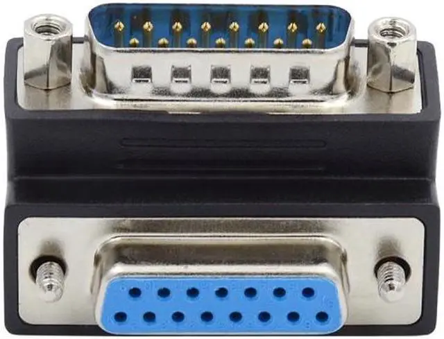Main image of Jimier DSUB RS232 D-subminiature 15pin Male Nut to Female Screw Extension Adapter DB Connector Down 90 Degree Angled
