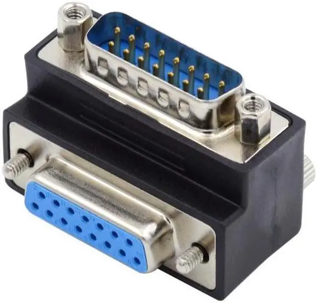 Alt view image 2 of 7 - Jimier DSUB RS232 D-subminiature 15pin Male Nut to Female Screw Extension Adapter DB Connector Down 90 Degree Angled