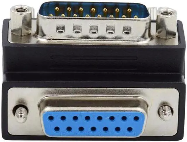 Main image of Jimier DSUB RS232 D-subminiature 15pin Male Nut to Female Screw Extension Adapter DB Connector Up 90 Degree Angled