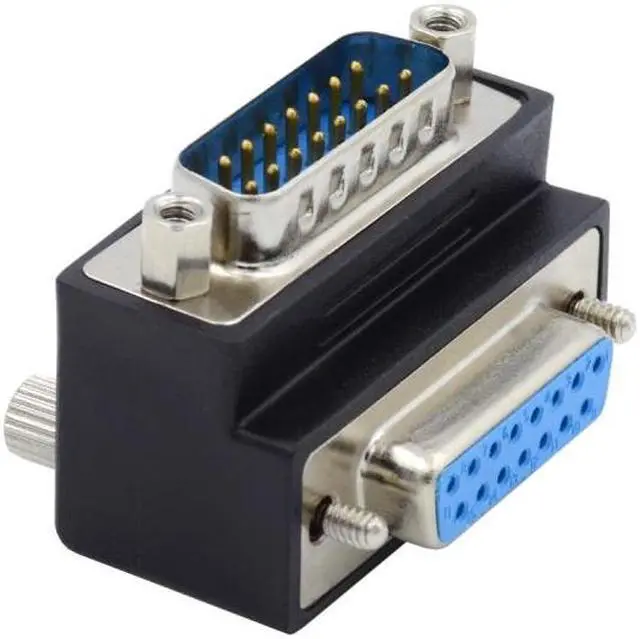 Alt view image 2 of 7 - Jimier DSUB RS232 D-subminiature 15pin Male Nut to Female Screw Extension Adapter DB Connector Up 90 Degree Angled