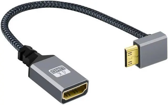Alt view image 2 of 7 - FVH 4K Type-C MINI HDMI 1.4 Male 90 Degree Up Angled to HDMI Female Extension Cable for DV MP4 Camera DC Laptop