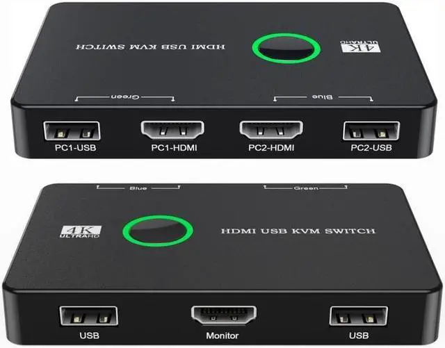 Alt view image 2 of 7 - HKCY KVM USB 2.0 & HDMI 4K Switch Selector Dual PCs Sharing Monitor HDTV USB Port Keyboard Mouse Scanner Printer
