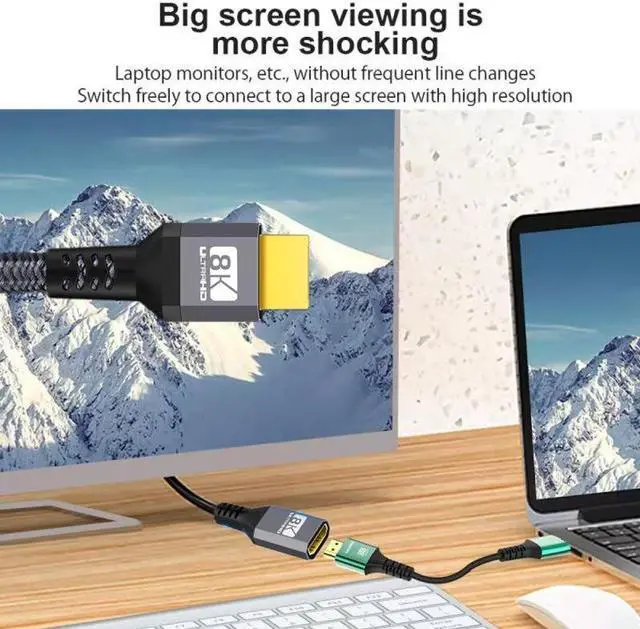 Alt view image 3 of 7 - Cablecc HDMI 2.1 UHD 8K Extension Cable Male to Female Ultra-HD 8K 60hz 4K 120hz Cable 48Gbs with Audio 3D HDMI Cord