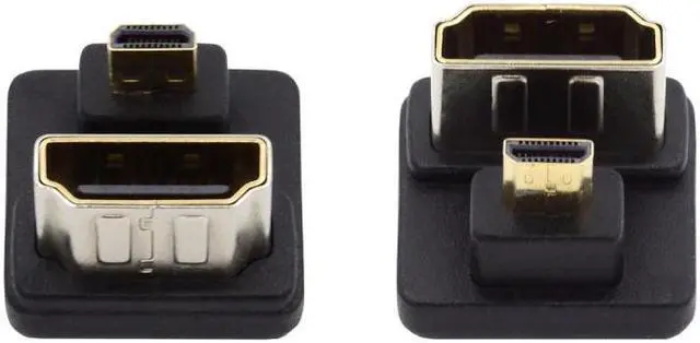 Alt view image 2 of 7 - HKCY Micro HDMI 1.4 Male Type-D to HDMI Female Port Savers 360 Degree Up Opposite U Shape Back Angled Extension Adapter Converter