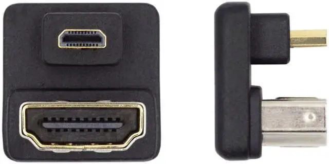 Alt view image 3 of 7 - HKCY Micro HDMI 1.4 Male Type-D to HDMI Female Port Savers 360 Degree Up Opposite U Shape Back Angled Extension Adapter Converter