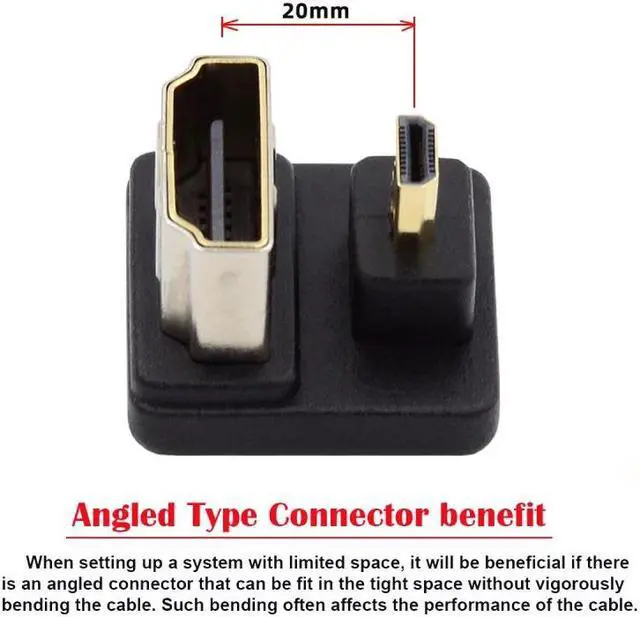 Alt view image 4 of 7 - HKCY Micro HDMI 1.4 Male Type-D to HDMI Female Port Savers 360 Degree Up Opposite U Shape Back Angled Extension Adapter Converter