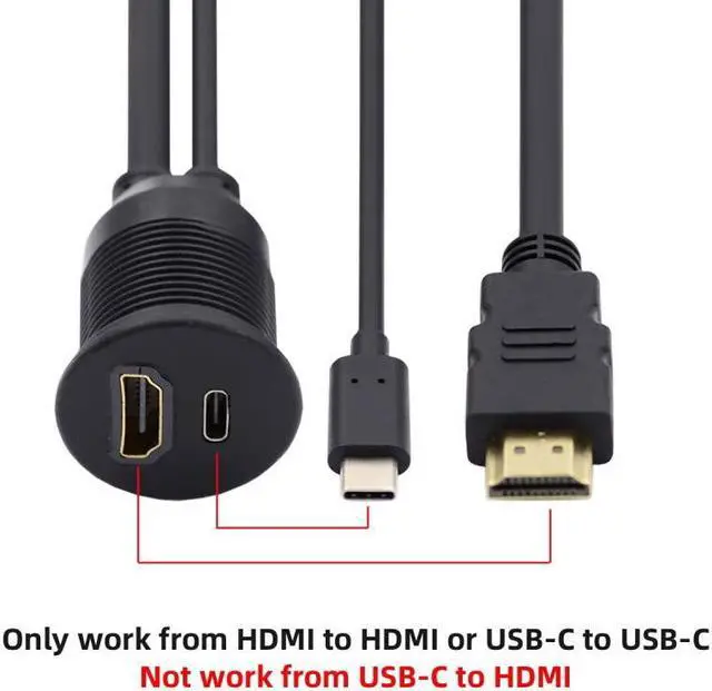 Alt view image 4 of 7 - Jimier Waterproof Dustproof USB-C Type-C USB 3.1 &HDMI 4K Extension Flush Car Latch Mount Extension Cable for Dashboard Panel