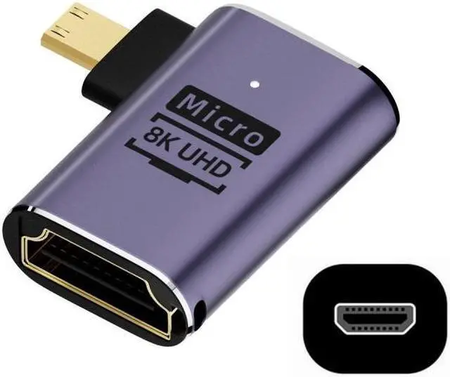 Main image of Jimier Right Angled Micro HDMI Male to HDMI 2.1 Female UHD Extension Gold Converter Adapter Support 8K 60hz HDTV