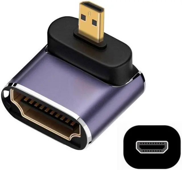 Main image of Cablecc Up Angled Micro HDMI Male to HDMI 2.1 Female UHD Extension Gold Converter Adapter Support 8K 60hz HDTV