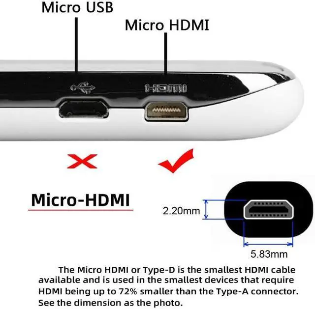 Alt view image 3 of 7 - Chenyang Micro HDMI 2.1 Ultra Thin HDTV Cable 8K 4K Hyper Super Flexible Slim Cord Type-A to Type-D for Camera HDTV