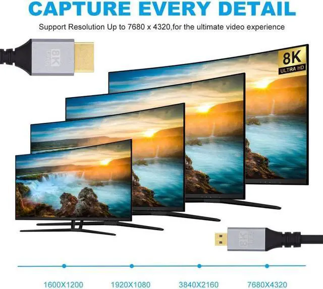 Alt view image 7 of 7 - Chenyang Micro HDMI 2.1 Ultra Thin HDTV Cable 8K 4K Hyper Super Flexible Slim Cord Type-A to Type-D for Camera HDTV