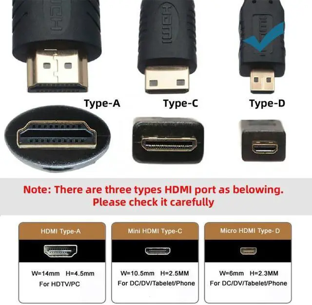 Alt view image 4 of 7 - Cablecc DVI 24+1 Male to Micro HDMI 1.4 Type-D 4K Female Extension Cable for Computer HDTV Graphics Card UHD