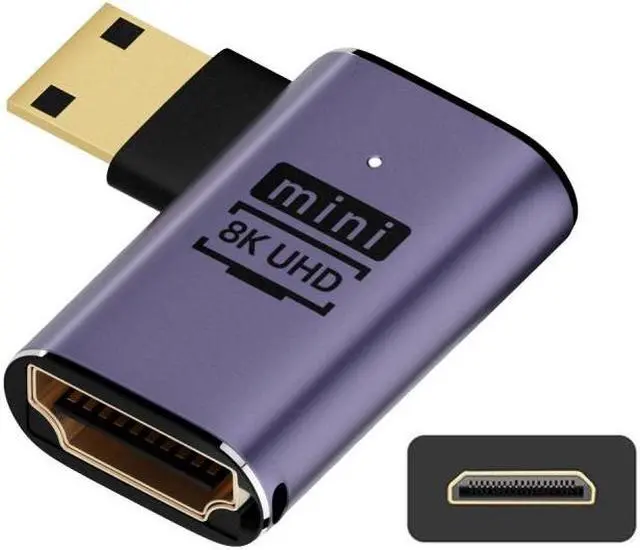 Main image of Jimier Left Angled Mini HDMI Male to HDMI 2.1 Female UHD Extension Gold Converter Adapter Support 8K 60hz HDTV
