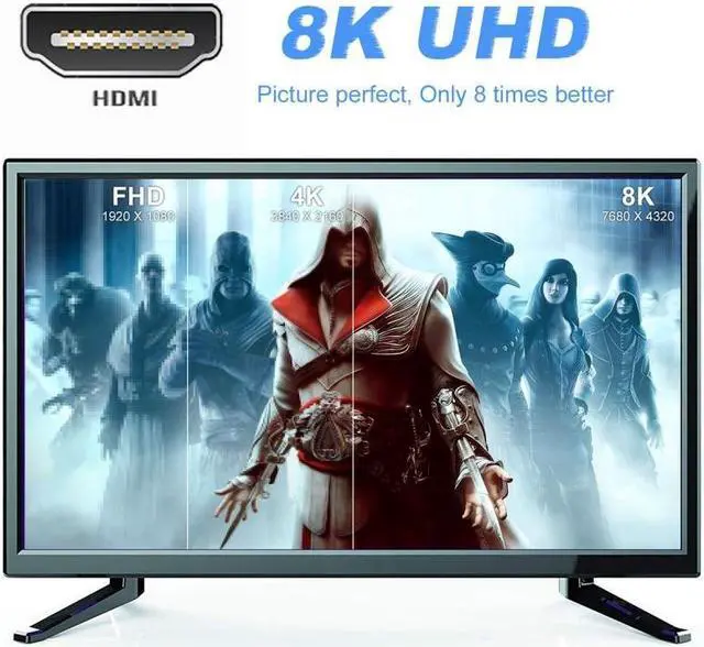 Alt view image 7 of 7 - Jimier Left Angled Mini HDMI Male to HDMI 2.1 Female UHD Extension Gold Converter Adapter Support 8K 60hz HDTV