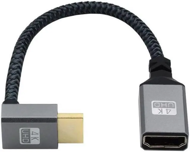 Main image of HKCY HDMI 1.4 Type A Male to A Female Extension Cable Down Angled 90 Degree Support HDTV 4K 60hz 3D
