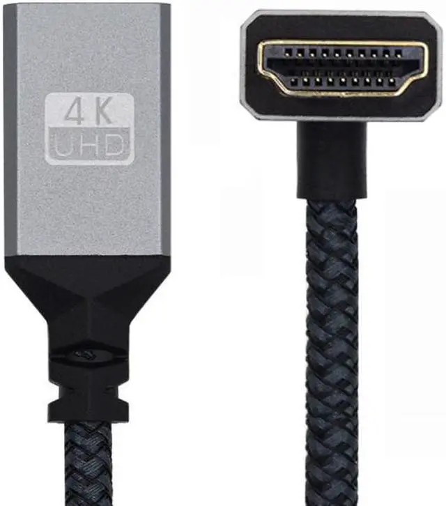 Alt view image 2 of 7 - HKCY HDMI 1.4 Type A Male to A Female Extension Cable Down Angled 90 Degree Support HDTV 4K 60hz 3D