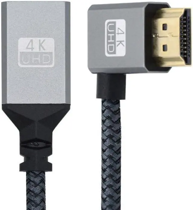 Alt view image 2 of 7 - Jimier HDMI 1.4 Type A Male to A Female Extension Cable Left Angled 90 Degree Support HDTV 4K 60hz 3D