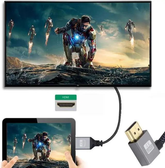 Alt view image 4 of 7 - Jimier HDMI 1.4 Type A Male to A Female Extension Cable Left Angled 90 Degree Support HDTV 4K 60hz 3D