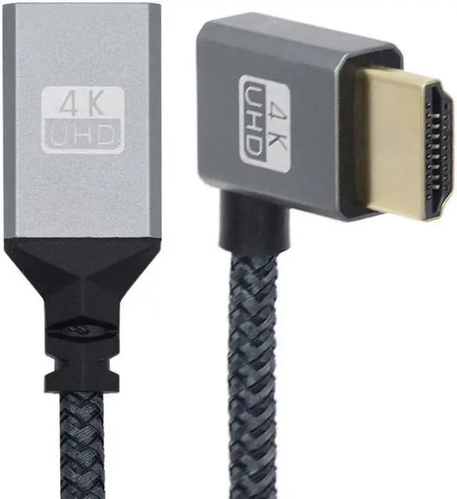 Alt view image 2 of 7 - Jimier HDMI 1.4 Type A Male to A Female Extension Cable Right Angled 90 Degree Support HDTV 4K 60hz 3D