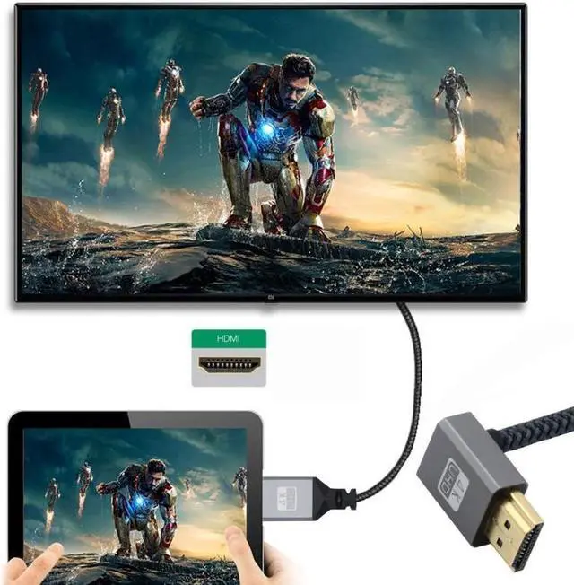 Alt view image 3 of 7 - HKCY Up Angled 90 Degree HDMI 1.4 Type A Male to A Female Extension Cable Support HDTV 4K 60hz 3D