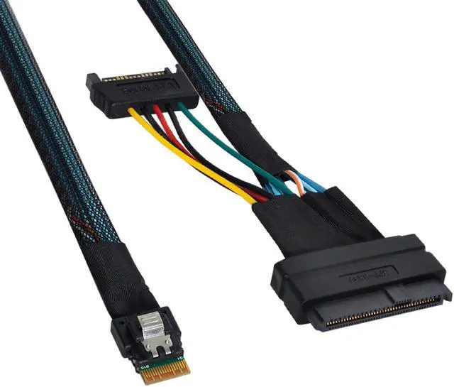 Alt view image 6 of 7 - FVH U.2 U2 SFF-8639 to Slimline SFF-8654 4i NVME PCIe Cable for M.2 SF-104-0.5M
