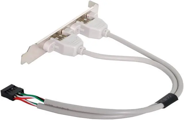 Alt view image 4 of 5 - FVH PCI USB 2.0 A type Female Screw to Motherboard 9p header cable with bracket U2-142