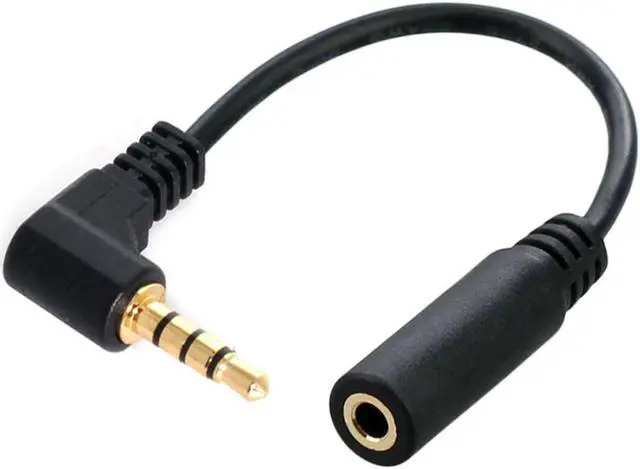Main image of FVH 90 degree right angled 3.5mm 4 poles Audio Stereo Male to Female Extension Cable 10cm Black RC-003
