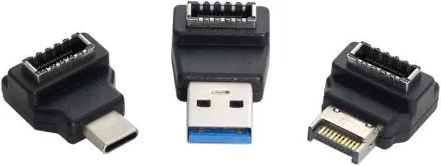 Alt view image 6 of 7 - FVH 3pcs USB 3.1 Front Panel Header Female Type-E to Male Type-A & Type-C USB-C Motherboard Extension Data Angled Adapter