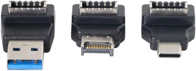 Alt view image 7 of 7 - FVH 3pcs USB 3.1 Front Panel Header Female Type-E to Male Type-A & Type-C USB-C Motherboard Extension Data Angled Adapter