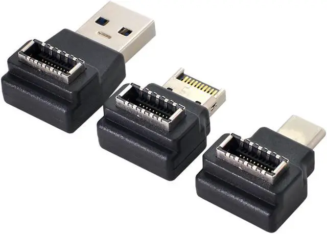 Alt view image 5 of 7 - FVH 3pcs USB 3.1 Front Panel Header Female Type-E to Male Type-A & Type-C USB-C Motherboard Extension Data Angled Adapter