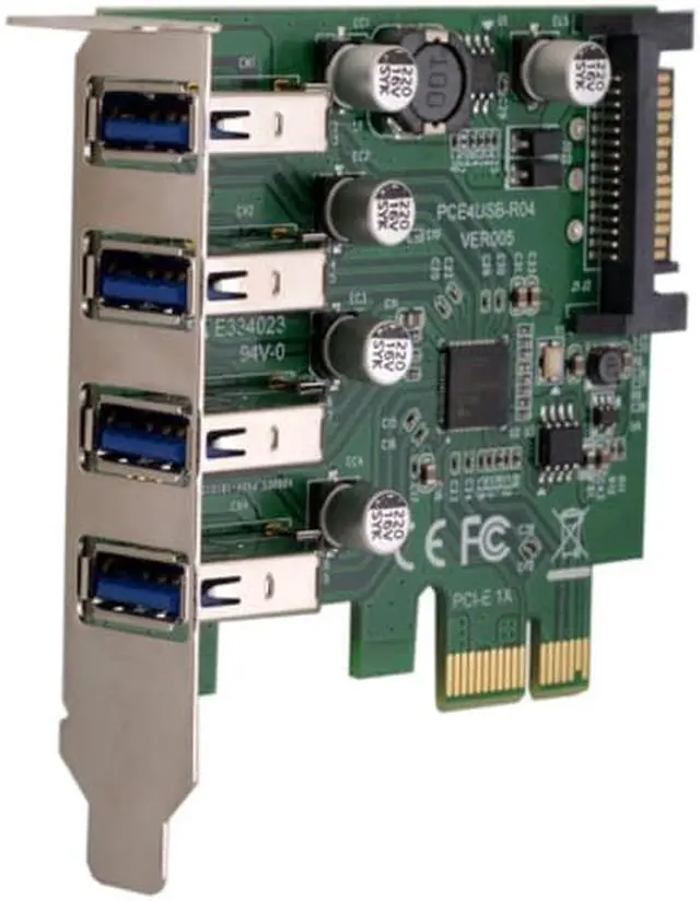 Alt view image 5 of 7 - CY Low Profile 4 Ports PCI-E to USB 3.0 HUB PCI Express Expansion Card Adapter 5Gbps for Motherboard U3-101