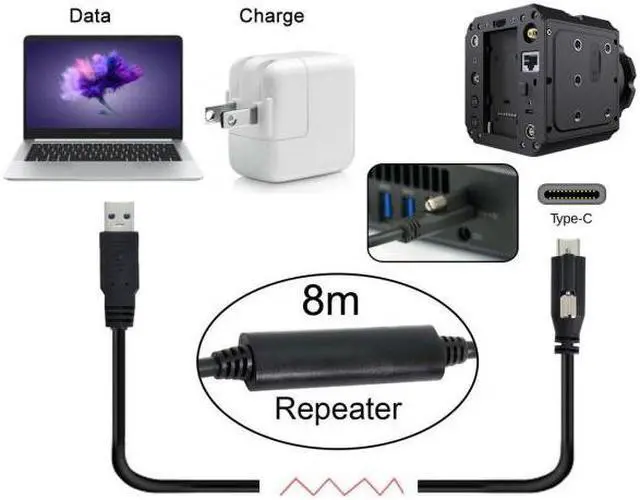 Alt view image 2 of 7 - Chenyang Cable 8m USB 3.1 Type-C Single Screw Locking to USB3.0 Data Cable Mount Type for Industrial Camera Recorder & Laptop PC & Disk