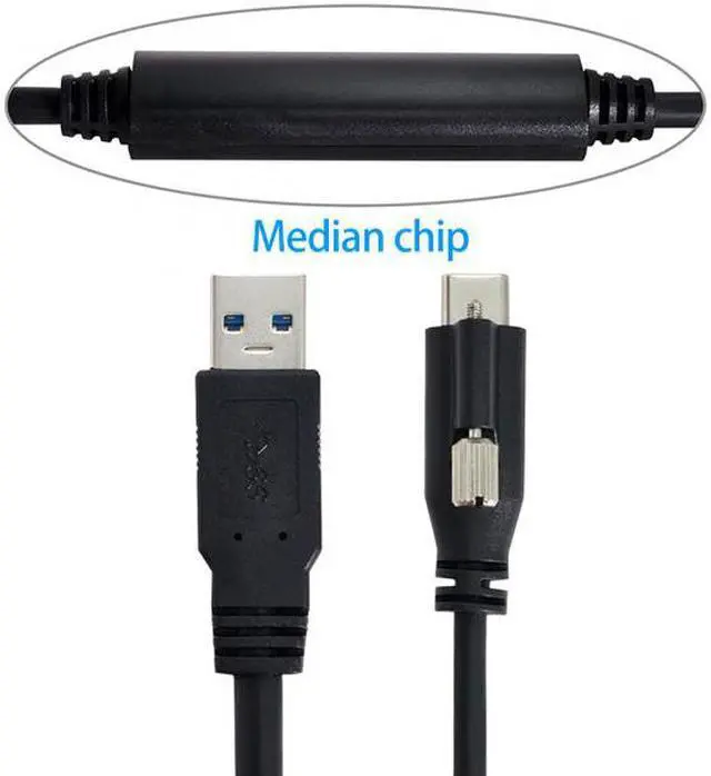 Alt view image 3 of 7 - Chenyang Cable 8m USB 3.1 Type-C Single Screw Locking to USB3.0 Data Cable Mount Type for Industrial Camera Recorder & Laptop PC & Disk