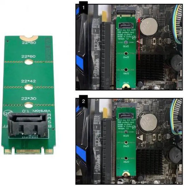 Alt view image 7 of 7 - Xiwai Cable Motherboard NGFF B/M-key M.2 to Vertical SATA 7pin Hard Disk Drive SSD PCBA Extension Adapter